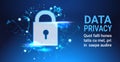 Padlock data protection privacy concept. GDPR. Cyber security network background. shielding personal information Royalty Free Stock Photo