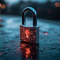 Padlock with Digital Code: Online Security Concept - AI Generated