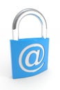 Padlock with E-MAIL symbol. Internet safety