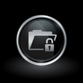 Padlock and folder icon inside round silver and black emblem Royalty Free Stock Photo