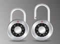 set of realistic golden and silver padlock metal isolated. eps vector.