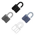 Padlock hacked. The challenge for the Pathfinder to solve the crime.Detective single icon in cartoon,black style vector