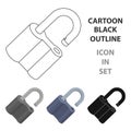 Padlock hacked. The challenge for the Pathfinder to solve the crime.Detective single icon in cartoon style vector symbol