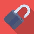 Padlock hacked. The challenge for the Pathfinder to solve the crime.Detective single icon in flat style vector symbol