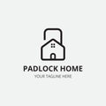 Padlock home logo line design template