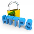 Padlock and HTTPS word. Internet safety concept. Royalty Free Stock Photo
