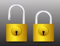 set of realistic golden and silver padlock metal isolated. eps vector.