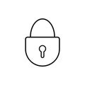 Padlock icon. Black linear contour silhouette. Front view. Vector flat graphic illustration. The isolated object on a Royalty Free Stock Photo
