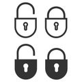 The padlock icon. Closed and open lock symbol. Sign security vector Royalty Free Stock Photo