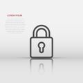 Padlock Icon In Flat Style. Lock Vector Illustration On White Isolated Background. Private Business Concept