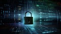 A padlock icon on a futuristic digital background. Generative ai Royalty Free Stock Photo