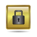 Padlock Icon in Gold square frame Royalty Free Stock Photo