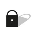 Padlock icon. Secure lock symbol. Privacy vector illustration. Black lock shape