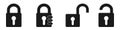 Padlock Icon Set - Vector Illustrations Isolated On White Background Royalty Free Stock Photo