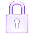 Padlock icon in soft purple, representing security, protection, privacy, and restricted access, 3d rendering Royalty Free Stock Photo