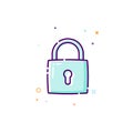 Padlock icon. Thin line flat design icon concept. Protection of personal information. Vector illustration