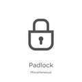 padlock icon vector from miscellaneous collection. Thin line padlock outline icon vector illustration. Outline, thin line padlock