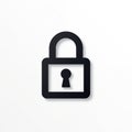Padlock illustration in black on white surface. Simple flat icon privacy access. Visual represents safety measures, data Royalty Free Stock Photo