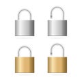 Padlock illustration icon set, Vector Realistic Closed and Opened Metal lock