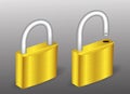 set of realistic golden and silver padlock metal isolated. eps vector.