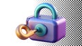 Padlock with a key inserted security, access, and unlocking symbol png transparent image Generative AI Royalty Free Stock Photo