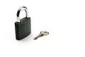 Padlock and key isolated on white background. Privacy security with metal lock pad. Royalty Free Stock Photo