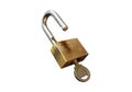 Padlock with key, isolated on white background. Lock and Unlock Royalty Free Stock Photo