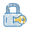 Padlock and key protecting data and privacy access Royalty Free Stock Photo