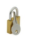 Padlock and key on white background Royalty Free Stock Photo