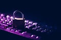 Padlock on keyboard. Internet data privacy information security concept. Toned image Royalty Free Stock Photo