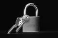 Padlock with keys on a black background Royalty Free Stock Photo