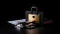 Padlock keys and credit cards on black background Royalty Free Stock Photo