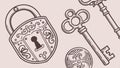 Padlock and keys, security and mystery concept illustration vector design Generative AI Royalty Free Stock Photo