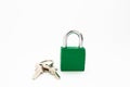 Padlock with keys on white background Royalty Free Stock Photo