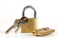 Padlock with keys on a white background Royalty Free Stock Photo