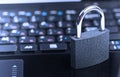 Padlock on laptop computer keyboard Royalty Free Stock Photo