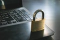 Padlock on laptop keyboard. Computer security Royalty Free Stock Photo