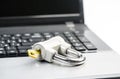 Padlock on a laptop keyboard Royalty Free Stock Photo