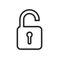Padlock line icon. Lock black icon.  Security symbol. Vector illustration isolated on white background. EPS 10 Royalty Free Stock Photo