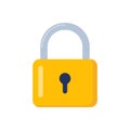 Padlock. Lock for safety and security protection. Locked secure mechanism, locking system. Vector illustration