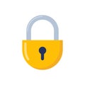 Padlock. Lock for safety and security protection. Locked secure mechanism, locking system. Vector illustration