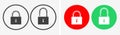 Padlock lock and unlock icon set made with text warp word locked unlocked and keyhole