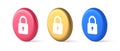 Padlock locking web access button password security protection safe encryption 3d circle icon