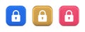Padlock locking web access button password security protection safe encryption 3d icon