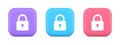 Padlock locking web access button password security protection safe encryption 3d icon