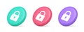 Padlock locking web access button password security protection safe encryption 3d isometric circle icon