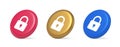 Padlock locking web access button password security protection safe encryption 3d isometric circle icon