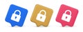 Padlock locking web access button password security protection safe encryption 3d speech bubble icon