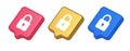 Padlock locking web access button password security protection safe encryption 3d speech bubble icon