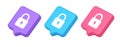 Padlock locking web access button password security protection safe encryption 3d speech bubble isometric icon